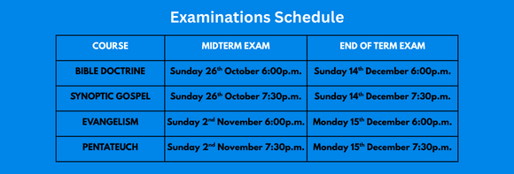 Examination Schedule